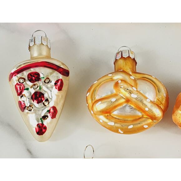 Christmas Mini Blown Glass Tree Ornament Fast Food Pop Corn Hot Dog 90s x11 - Picture 8 of 13